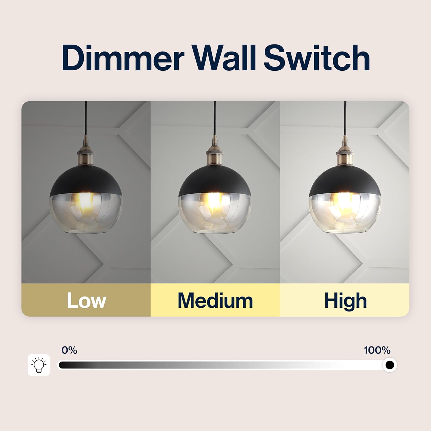 JONATHAN Y 7.5" Brass Gold/Black Mid-Century Modern Globe Pendant Light, Adjustable LED Hanging Ceiling Fixture, Champagne Smoked Glass Shade for Kitchen Island JYL3513A