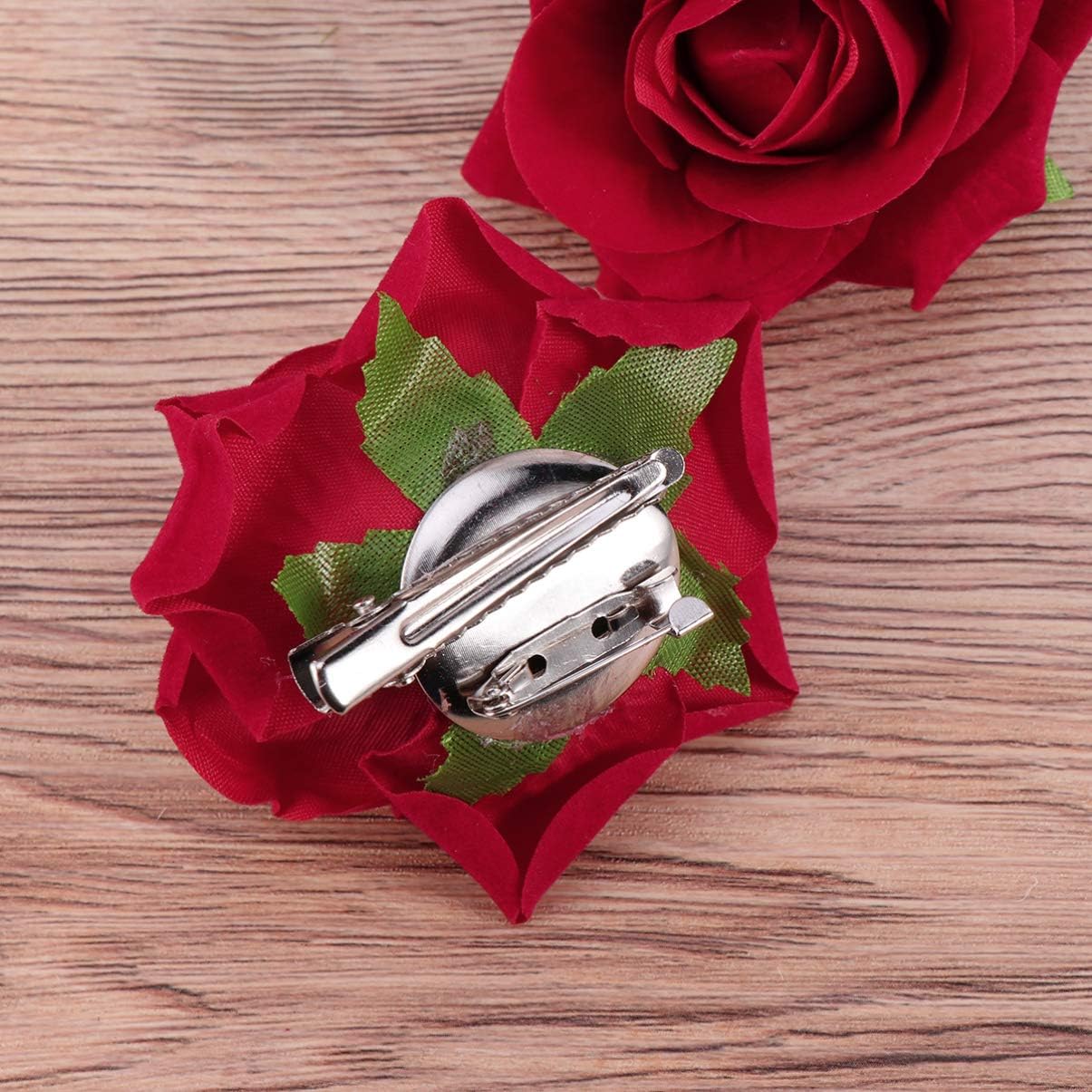 Red Rose Hair Clip Flower Hair Pin Fascinator Artificial Flower Brooch Hairpins Large Rose Red Hair Barrette for Women Girls - Image 4
