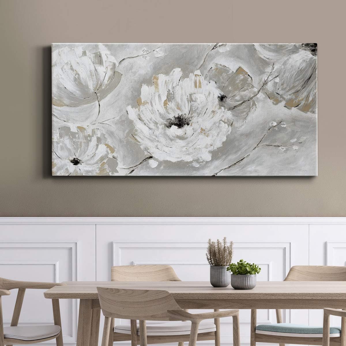 Renditions Gallery Abstract Wall Art, Wall Décor Canvas, Animals, Flowers, Coastal, Geometric, and Motivational Quotes, Ready to Hang - Silver Sun Garden 12X24