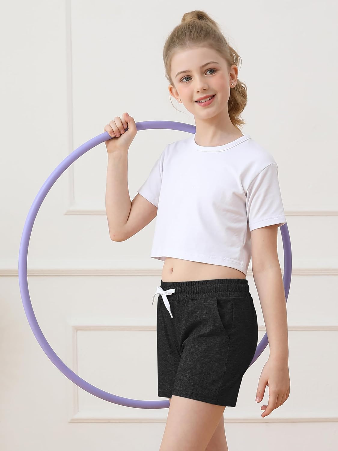 Resinta 5 Packs Youth Girls Athletic Shorts with Drawstring Pockets Girls Soccer Running Shorts for Yoga Workout Dance - Image 3