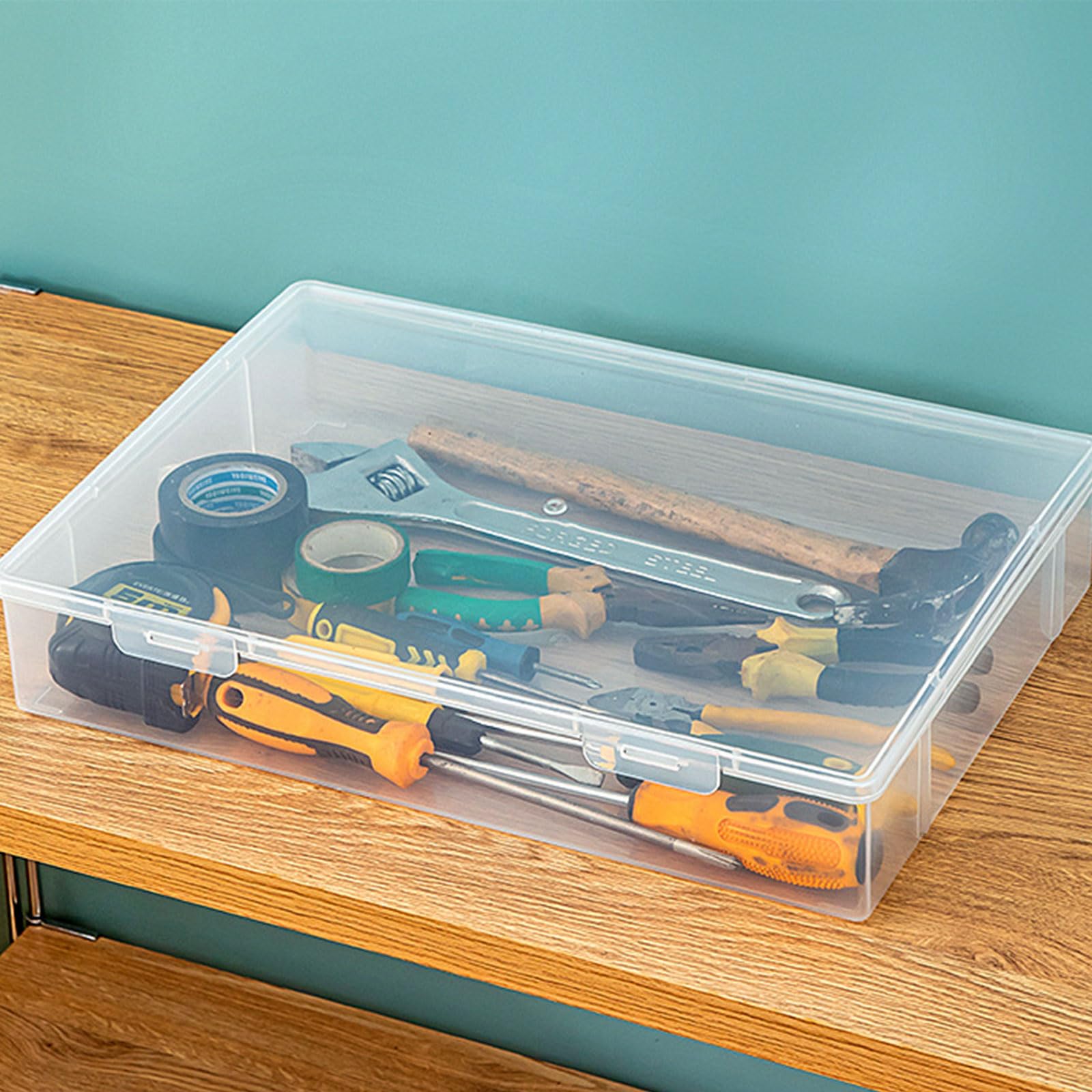 Valigetta per attrezzi resistente con coperchio sicuro, con viti, per falegnami, meccanici e amanti dell'artigianato, scatola organizer per attrezzi con coperchio trasparente