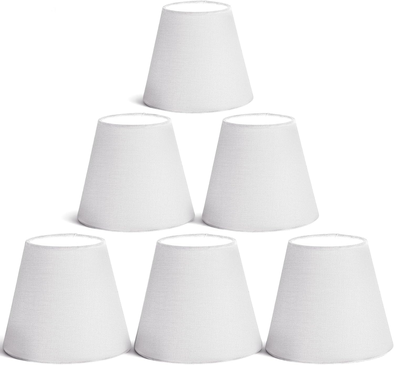 Small Lamp Shades Clip on Bulb Set of 6, Mini Barrel Sconce Shades Mini Linen Lampshade for Table Chandeliers Wall Floor Lamp Replacemen, 3.5"Top x 6"Bottom x 5"H (White, 3.5x6x5")