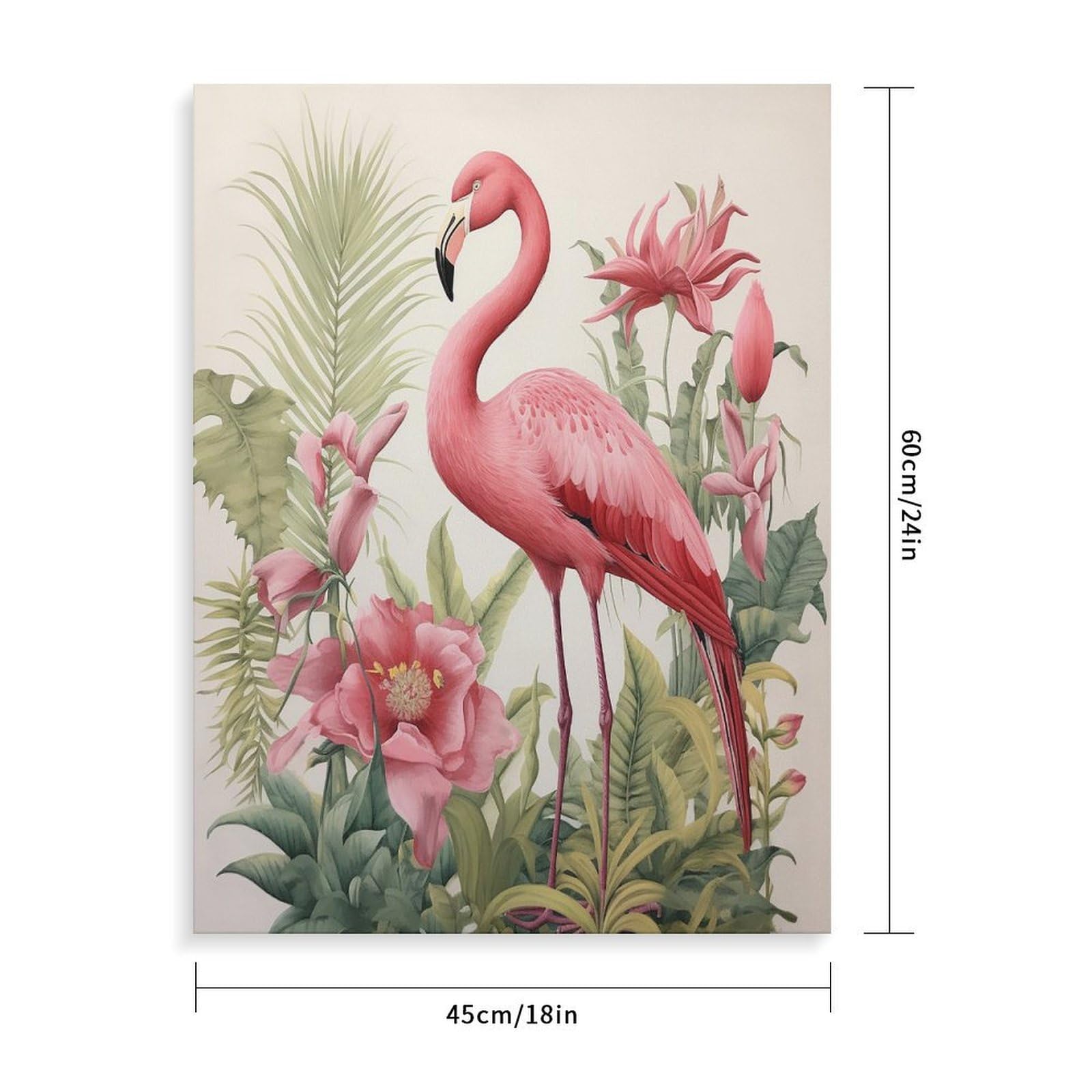 LPAGBCNU Malen nach Zahlen mit Flamingo und Blättern, Set für Erwachsene, Anfänger, Erwachsene, Malen nach Zahlen, Kits auf Leinwand, DIY-Acryl-Ölfarben, Malerei mit Pinseln für Geschenk
