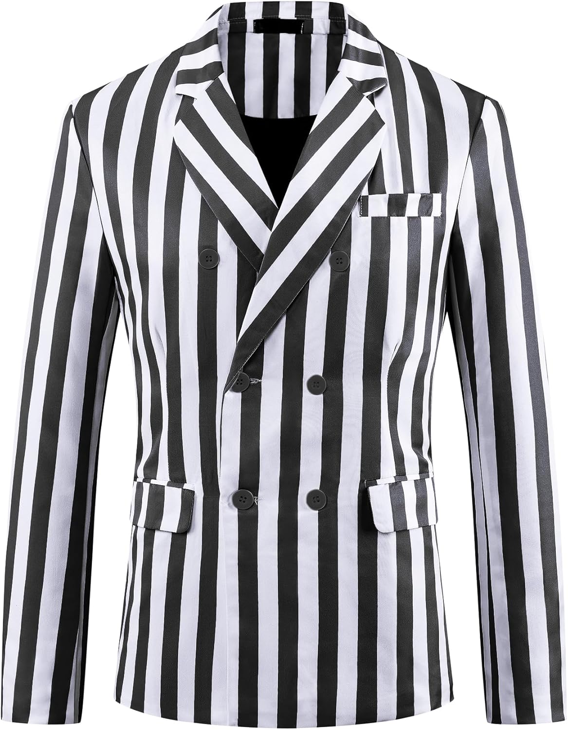 Lars Amadeus Striped Blazers for Men's Peak Lapel Sports Coat Double Breasted Business Stripes Suit Jacket