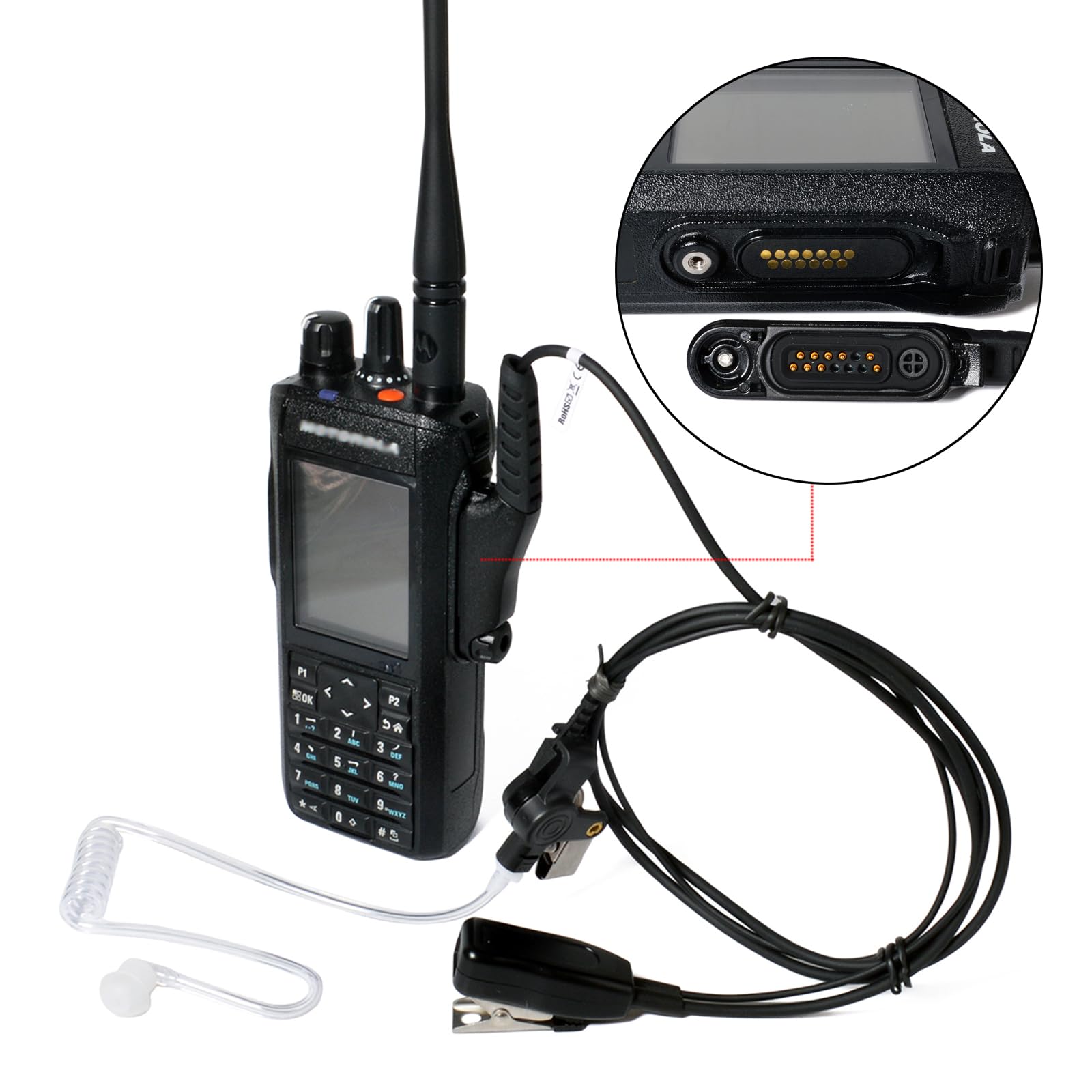 Auricolare acustico con microfono compatibile con Motorola R7 | compatibile con R7a N30 N50 N70, ION e MXP600 radio bidirezionale multi pin per sicurezza Bodyguard