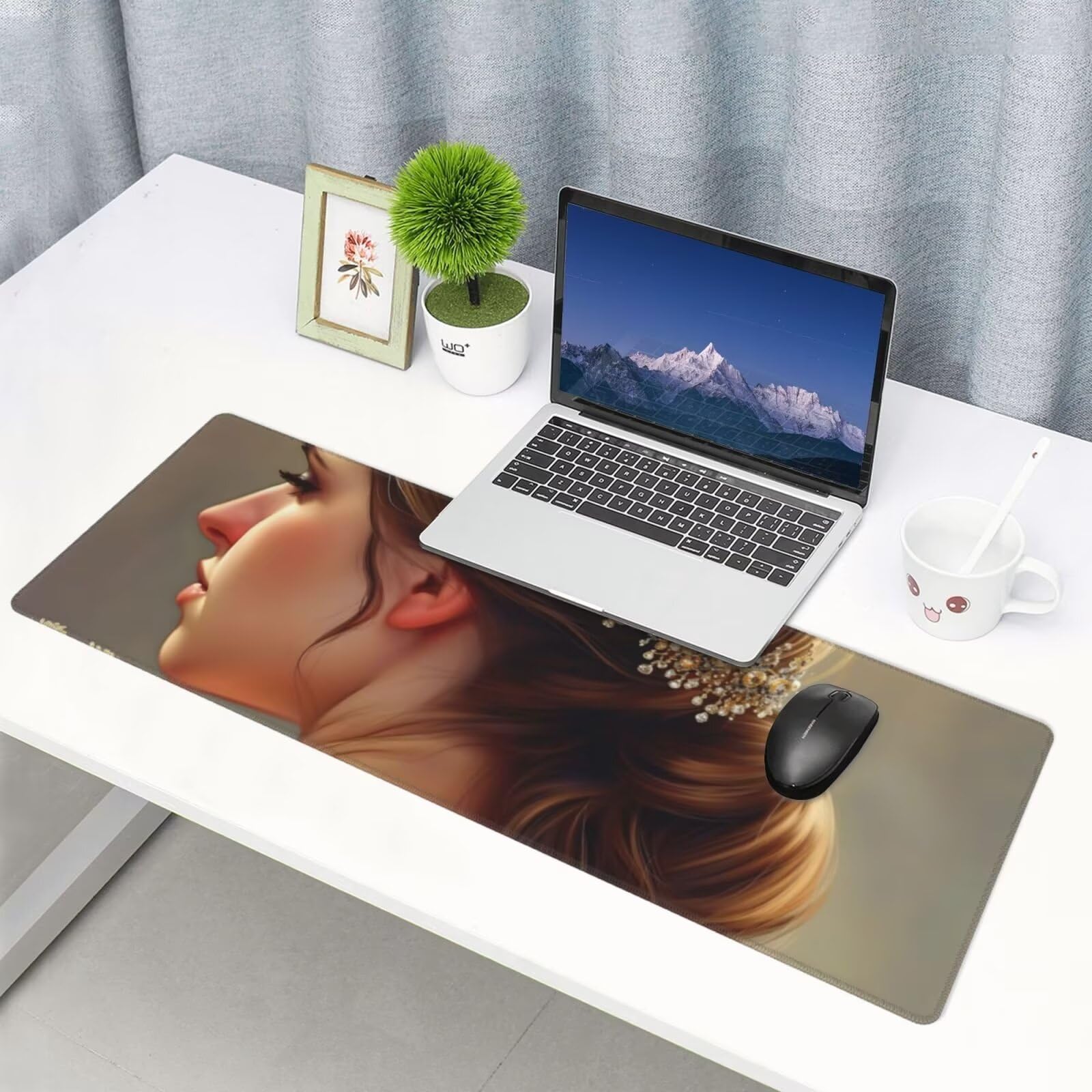 Tappetino Mouse, Tappetino Mouse Gaming Grande XXL 1500x800x3mm Tappetino Scrivania Mouse Pad, Base in Gomma Antiscivolo, Bordi Cuciti,Lavabile, Mousepad per Ufficio e Gaming (donna) R-547