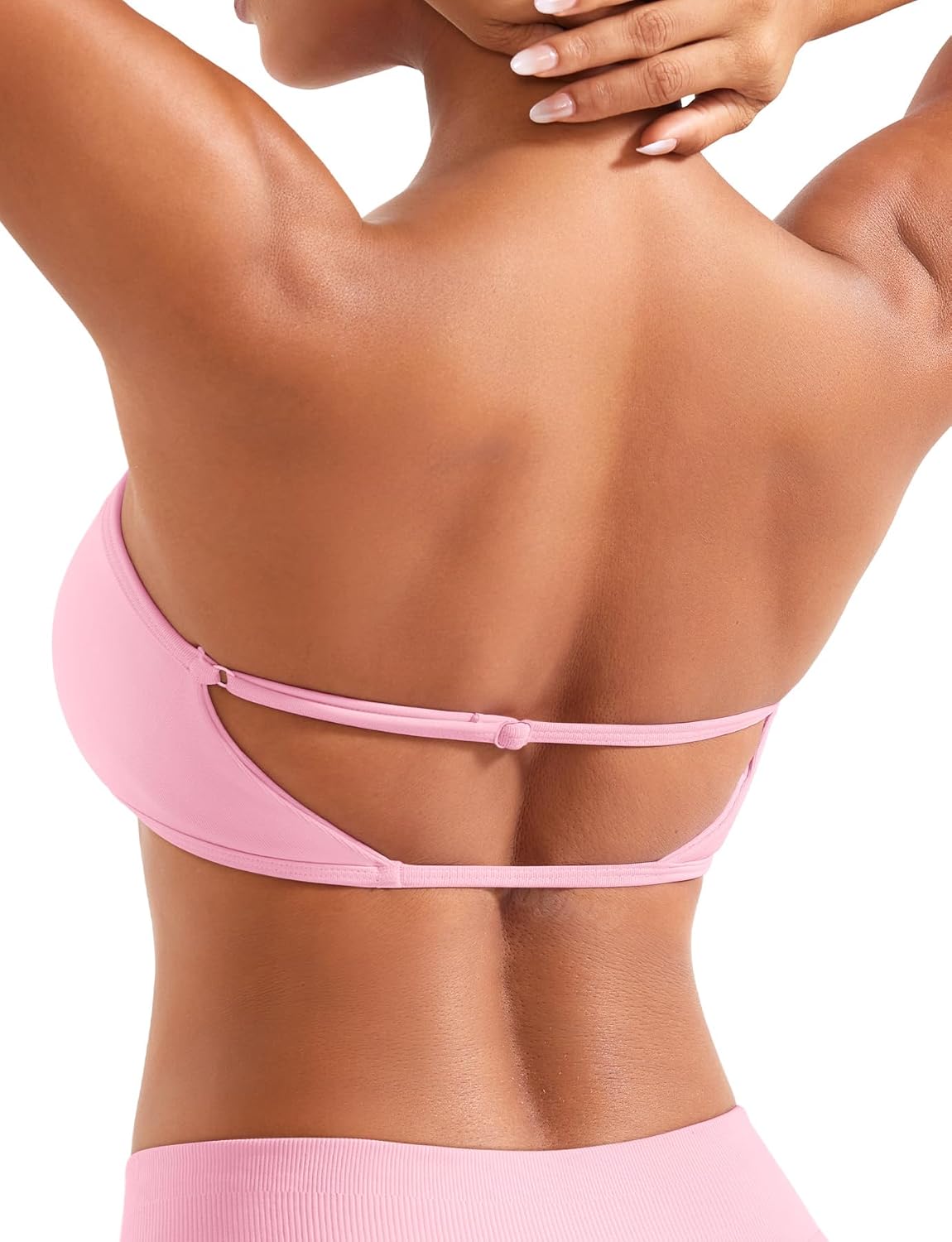 VOYJOY Impact Backless Bandeau Bra Workout Strapless Bandeau Basic Tank Top Adjustable Back - Image 2