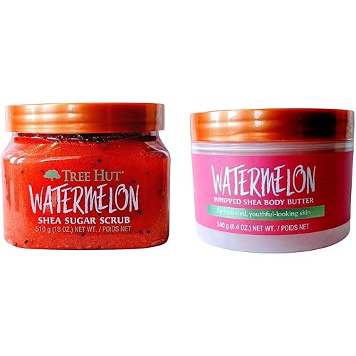 Tree Hut Radiant Skin Watermelon Shea Sugar Scrub Bundled With Watermelon Whipped Shea Body Butter
