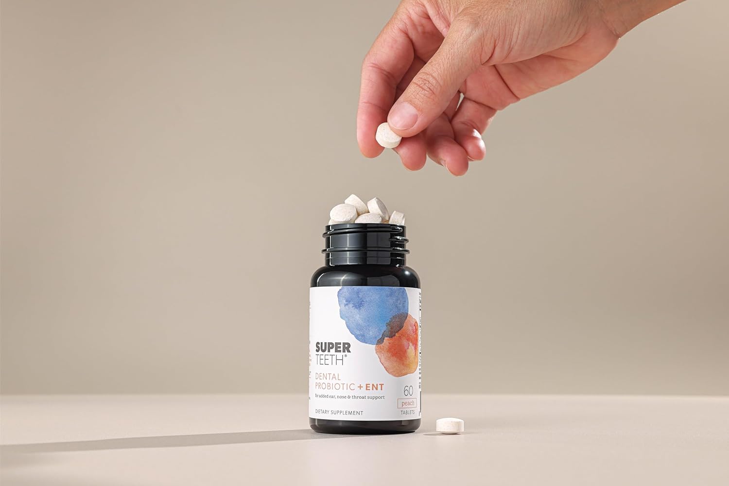 SUPER TEETH Dental Probiotic with ENT Support | Contains BLIS K12 & M18 Probiotics to Boost Oral Microbiome Sinus, Throat & Immune Health | 60 Natural Peach Flavored Chewable Tablets - Image 8