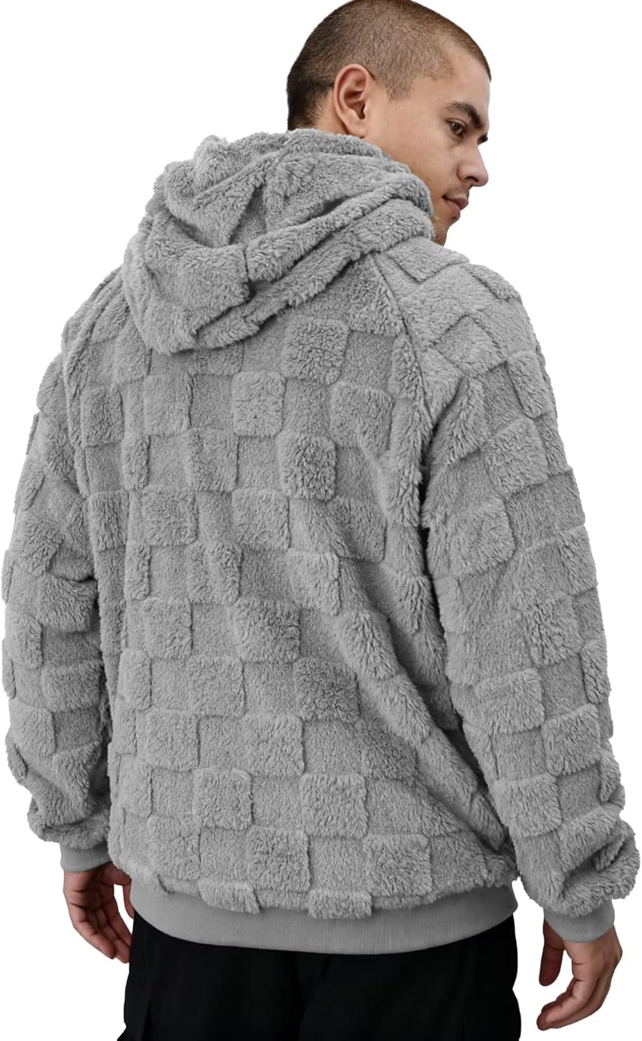 VahRuta Sherpa Hoodie Men Hooded Sweatshirt Winter Hoodies For Men Pullover Fleece Soft Long Front Pocket Hoodies - Image 3