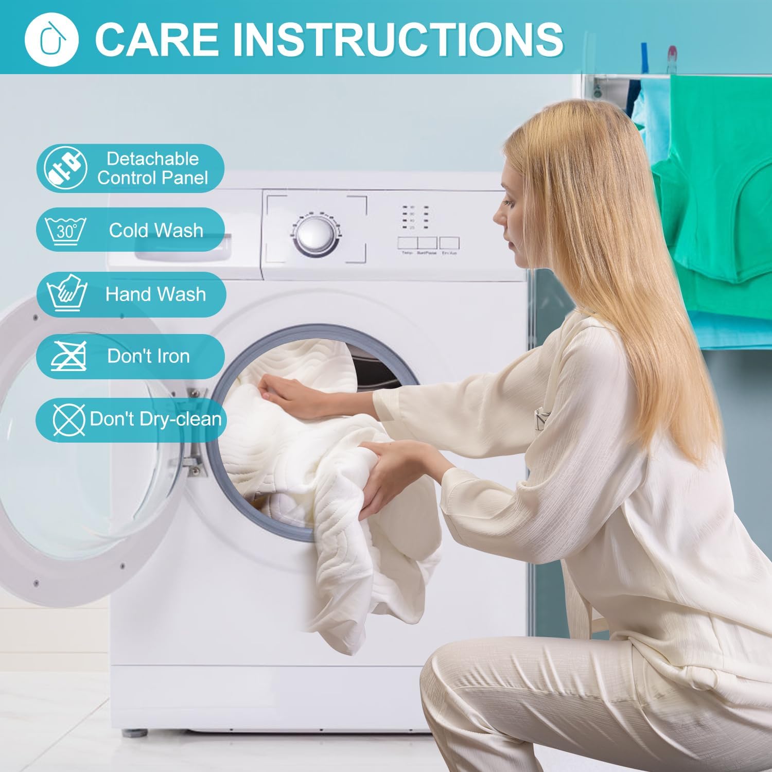 Dowin Queen Size Heated Mattress Pad-Bed Heating Pad with Deep Pocket,Dual Controller Electric Bed Warmer with Auto Shut Off & 5 Heat Settings 14.3ft Long Cord| Machine Washable (60x80 Inch)