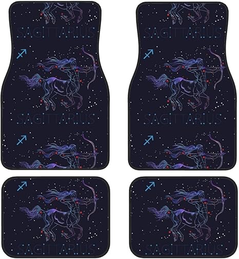 Sagittarius Zodiac Constellation 4 Pieces Car Floor Mats Car Carpets Full Sets Universal Fit for SUV, Vans, Sedans, Trucks All Weather Protection Auto Foot Carpet