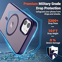 Vista 3 de SUPFINE - Funda magnética para iPhone 11, apta para MagSafe (protección contra caídas de grado militar, 10 pies), delgada, translúcida, a prueba
