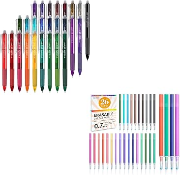 Vanstek 26 Colors Erasable Gel Pens+ 26 Colors Erasable Gel Pens Refills