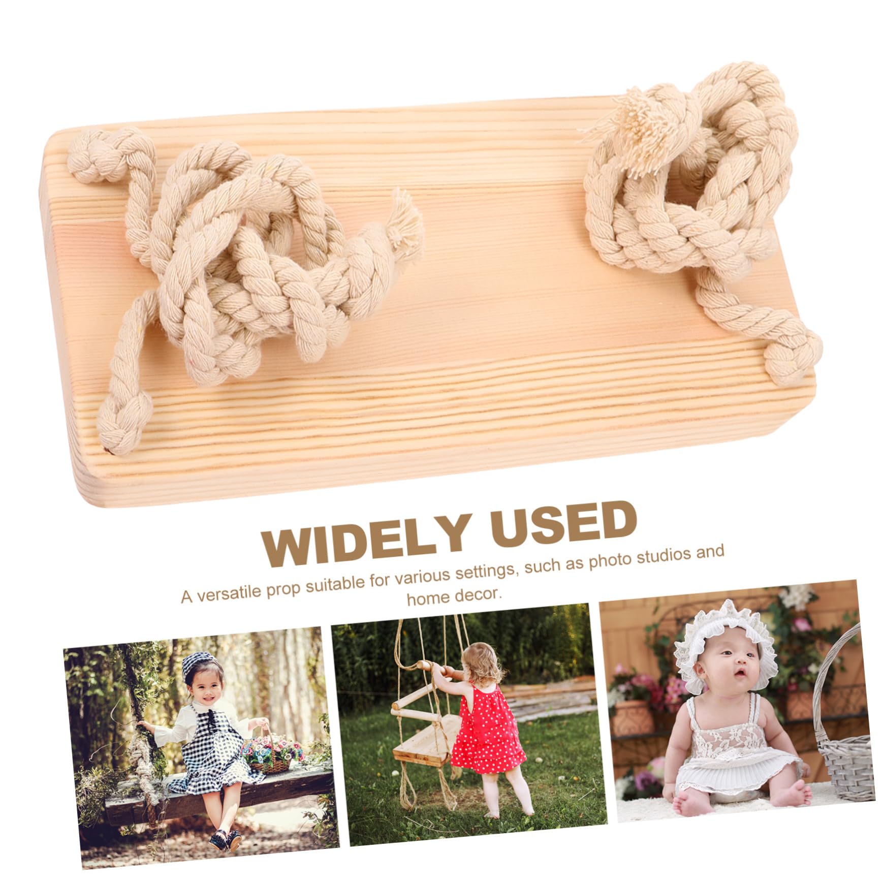 Toddmomy Columpio de Madera para Fotografía Accesorio Ligero y Portátil para Sesiones de Fotos Decoración Natural para Fotográfico y Muebles Infantiles