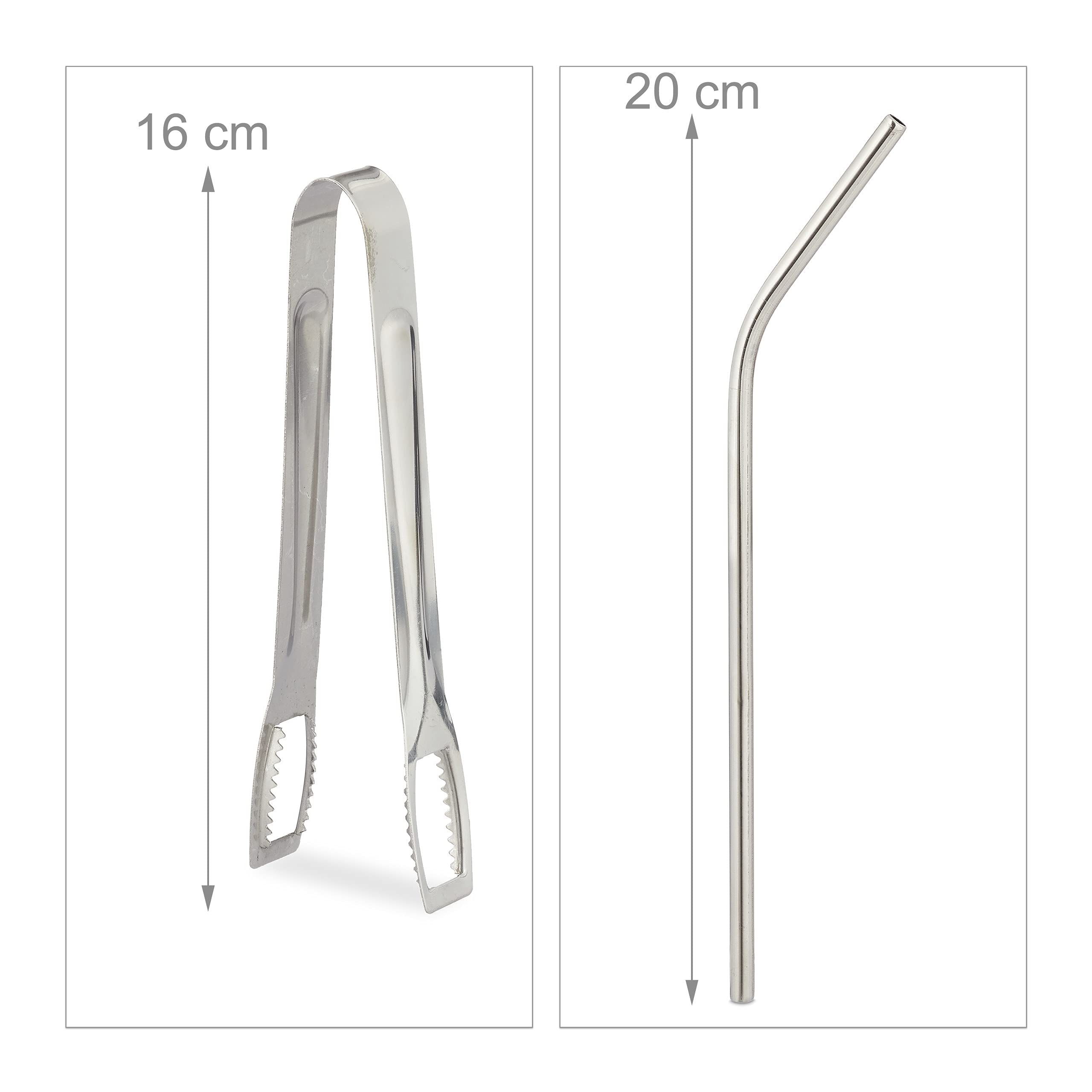 Relaxdays Bicchieri con Cannuccia Set da 4, 500 ml, con Manico, con Coperchio, Secchiello per Il Ghiaccio, Trasparenti