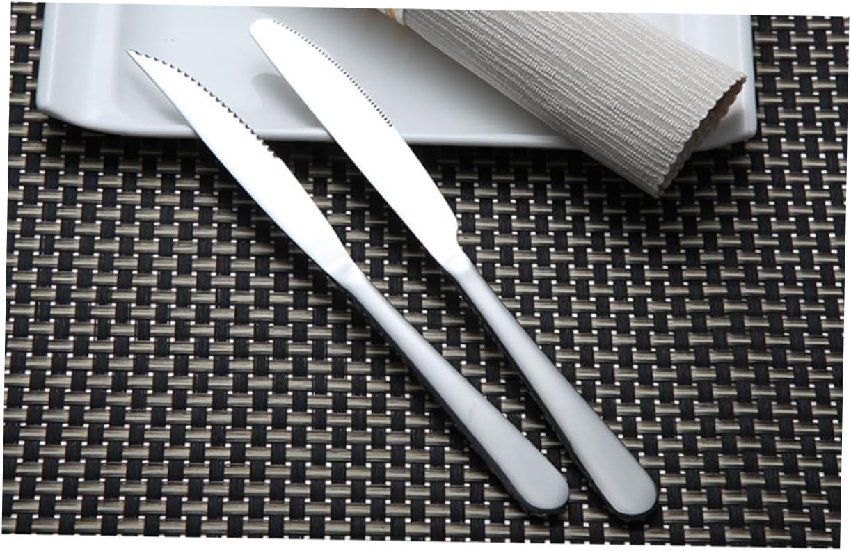 12pcs Stainless Steel Steak Knives Set Dinner Cutlery Serrated Edges Hammered Easy to Clean for Daily Use