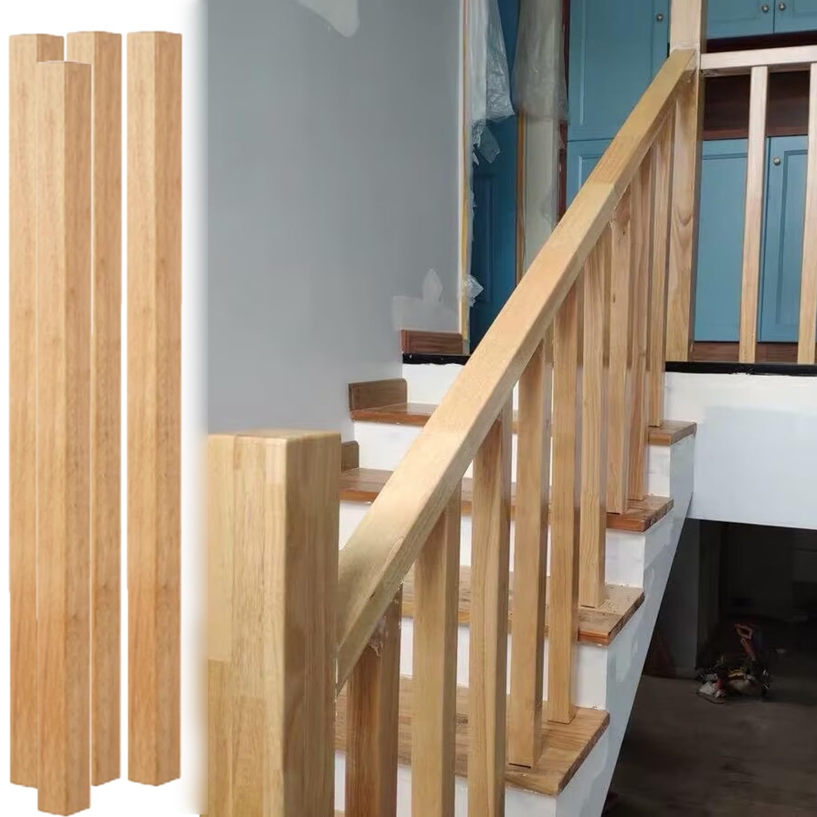 Rampe en bois naturel stable pour sécuriser les marches d'escalier et les couloirs vides