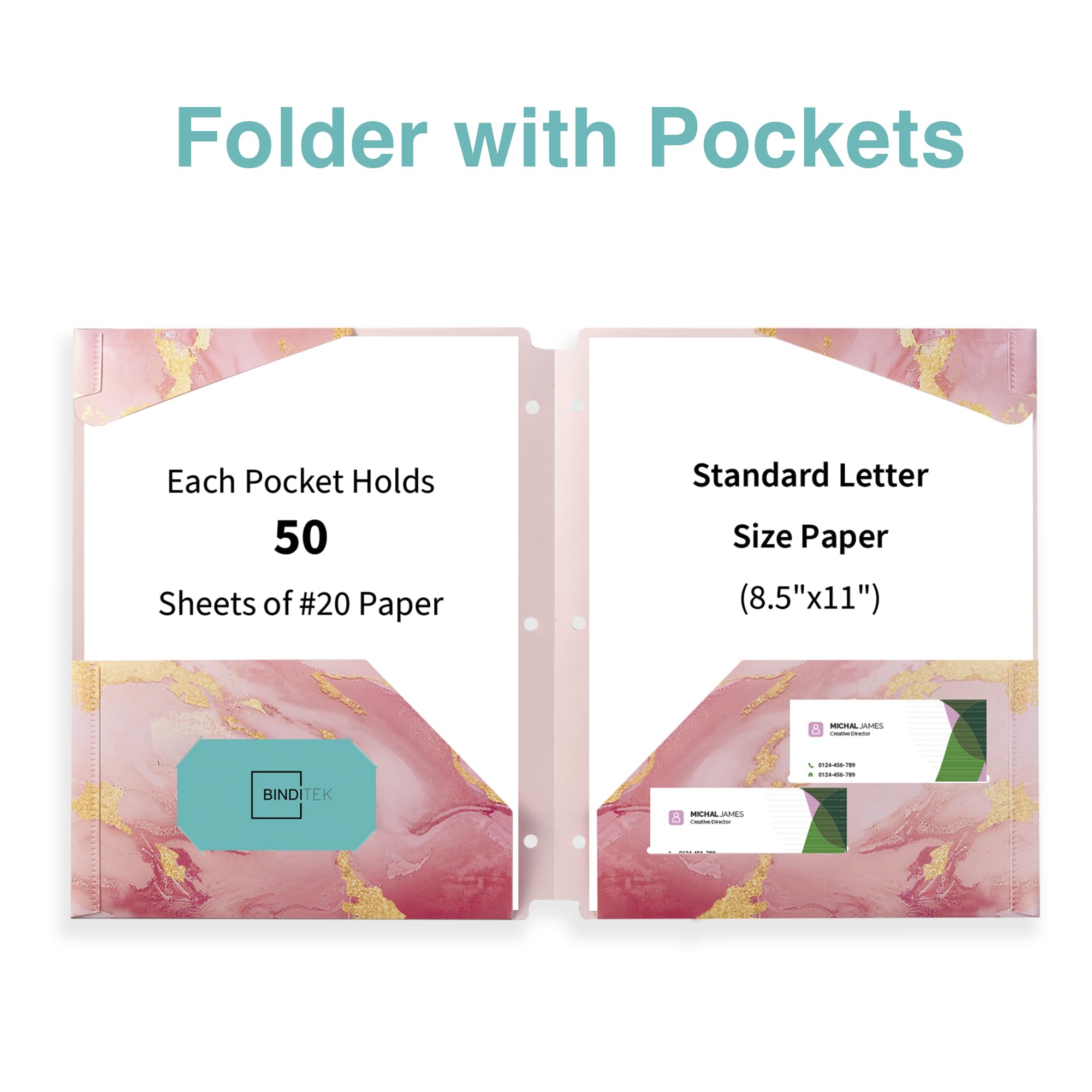 Binditek Paquete de 6 carpetas de plástico resistentes con bolsillos, carpetas de archivos impermeables de 2 bolsillos con ranuras para tarjetas para carpetas de 3 anillas, 6 diseños decorativos de