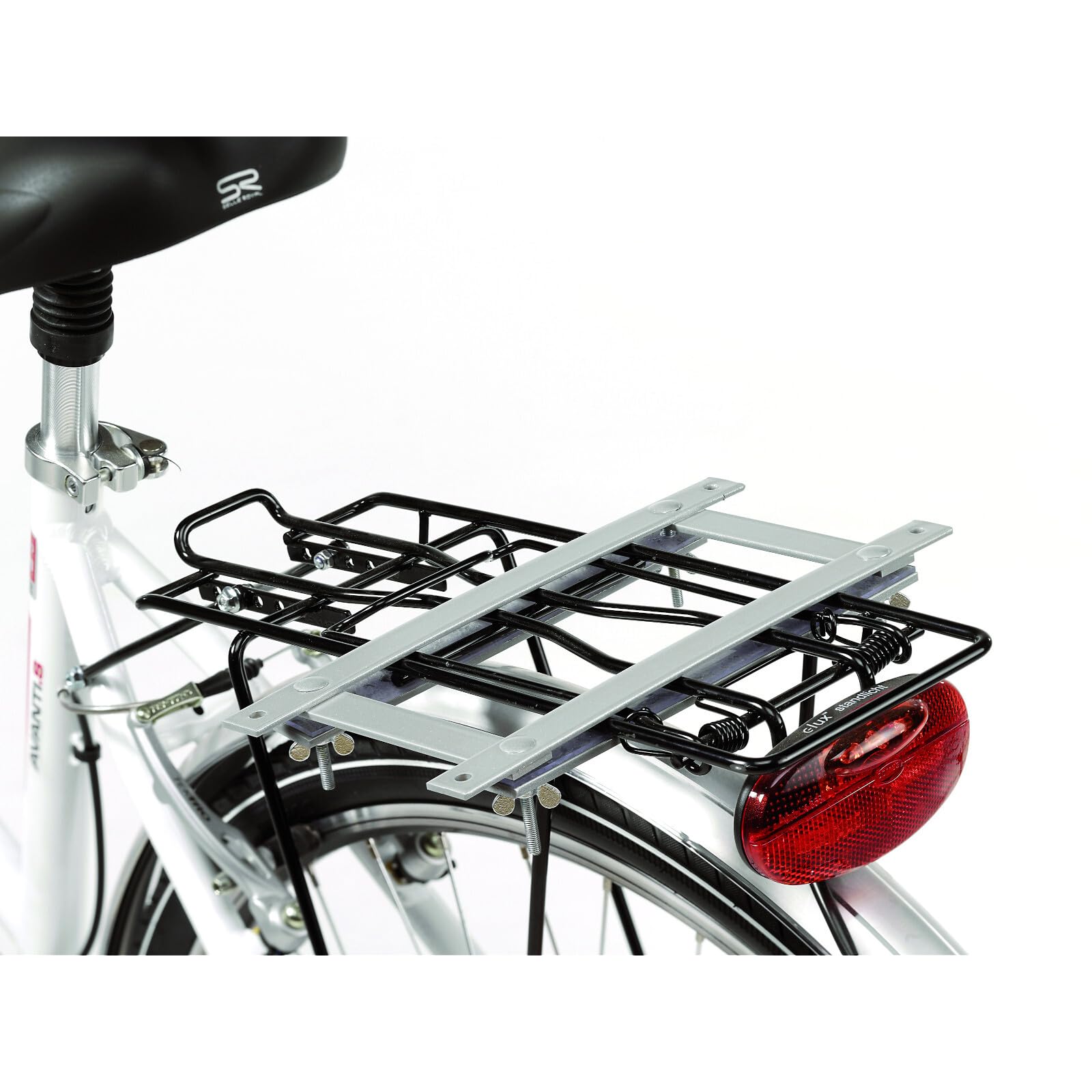 Aumüller Cesta para bicicleta con soporte, 52 cm de largo + cubierta protectora – Montaje en portaequipajes