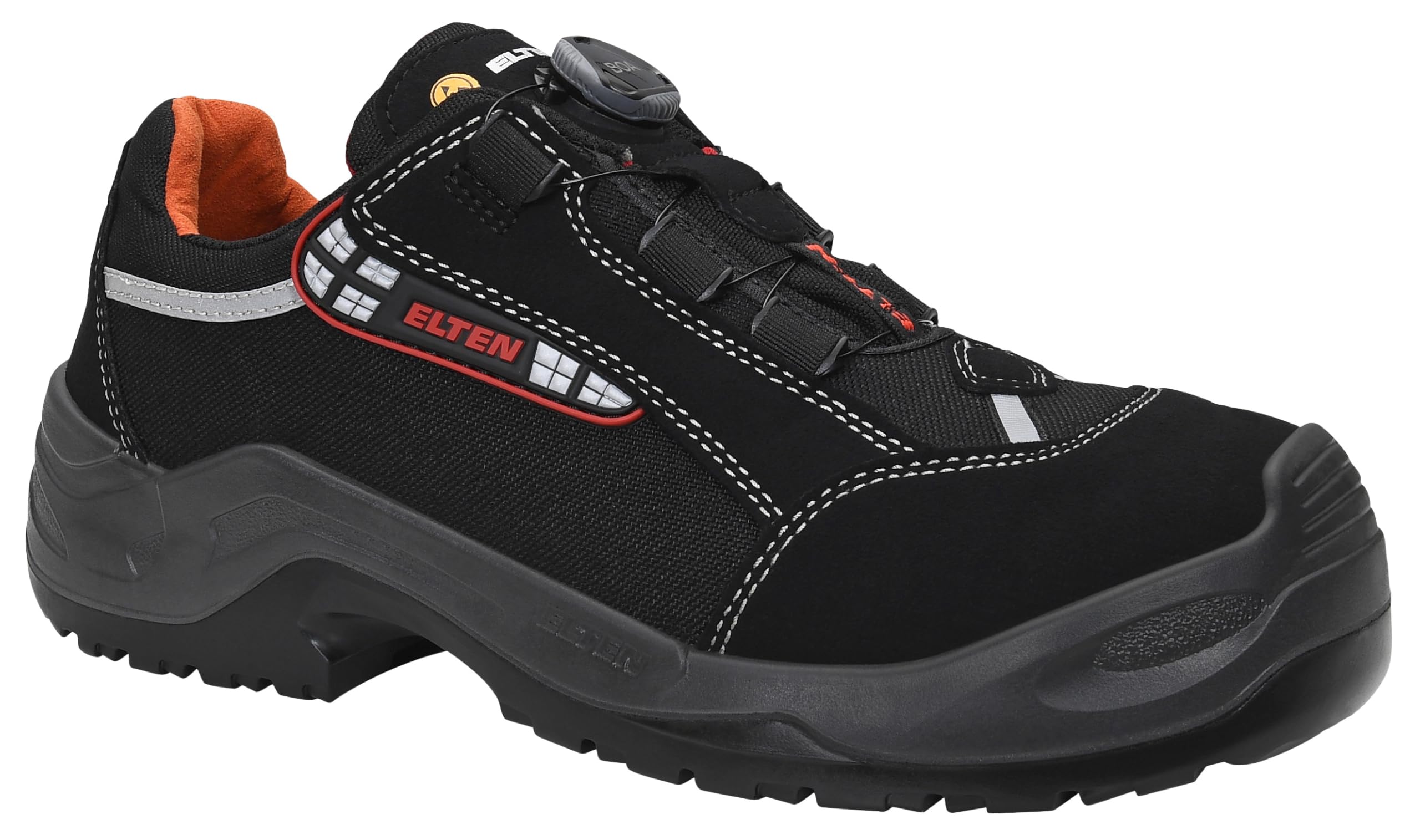 Elten 728531-47 Safety Shoes "Sanex BOA" ESD S3, Size 12, Black/Grey - EN safety certified