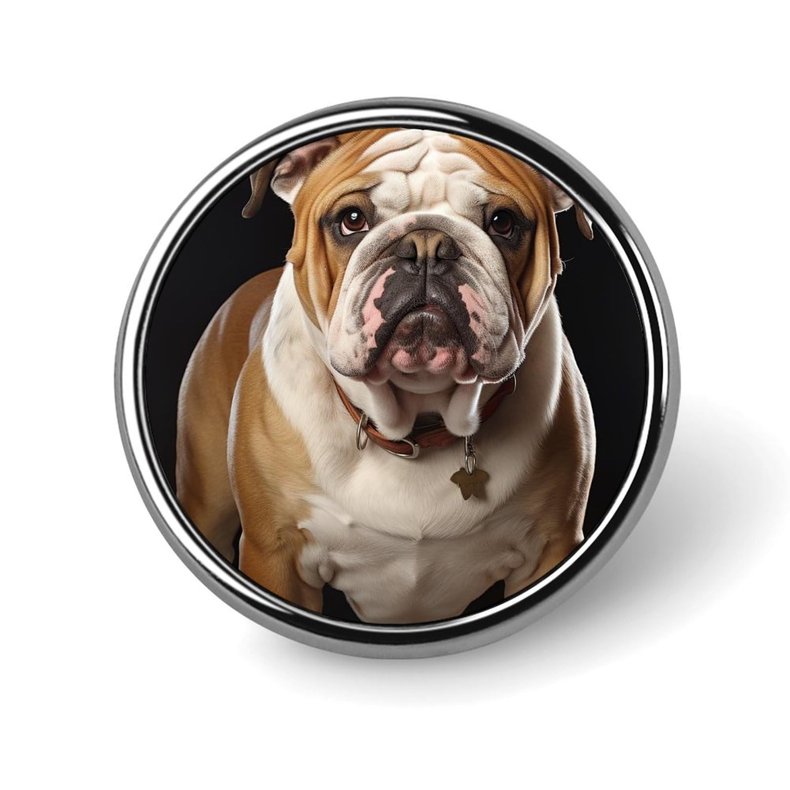Fashionable English-Bulldog Printed Round Pins Metal Round Brooch Badge - for Backpacks Or Lapels, Valentine Pin