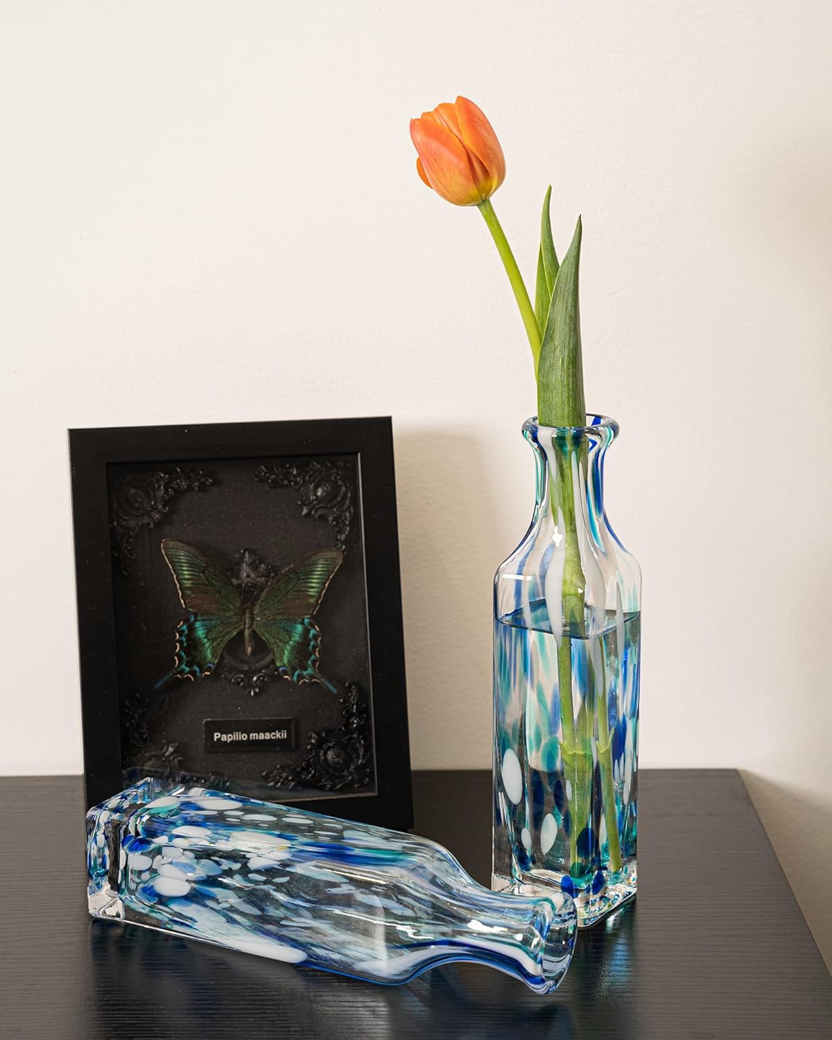 Blue and White Swirl Art Glass Vase, Ideal for Home, Office, Wedding Decor, Centerpieces and Table Arrangements 10 inch - Image 2