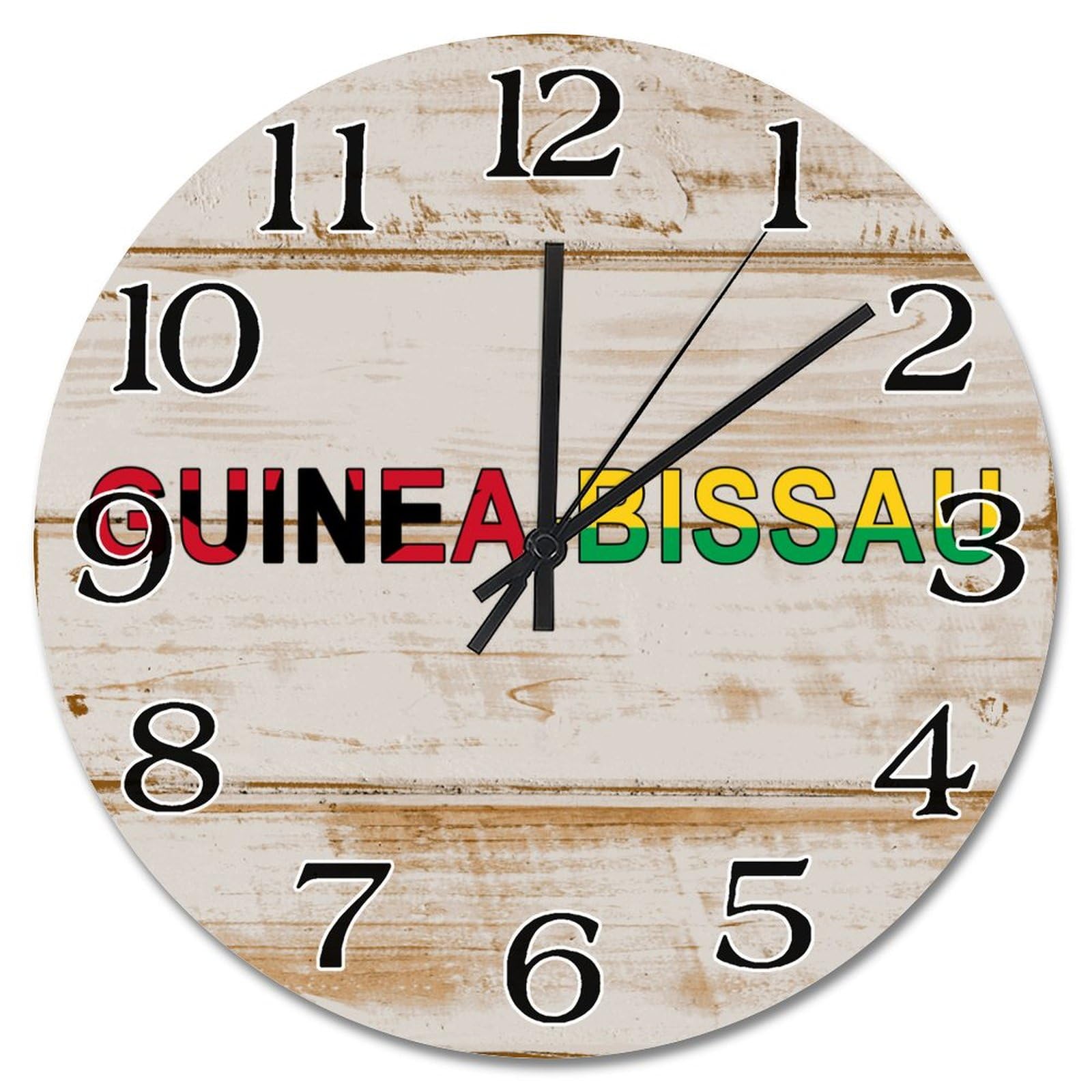 Horloge murale en bois Guinée-Bissau de 38 cm pour décorer un salon style vintage
