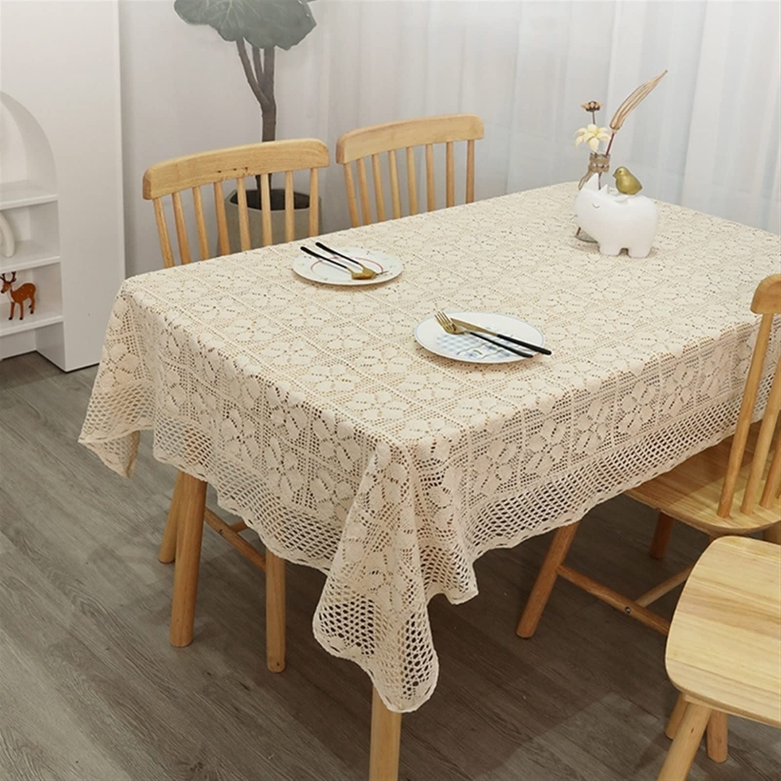 Nappe en dentelle coton tricoté RWRAPS table à manger crochet rétro 110cm