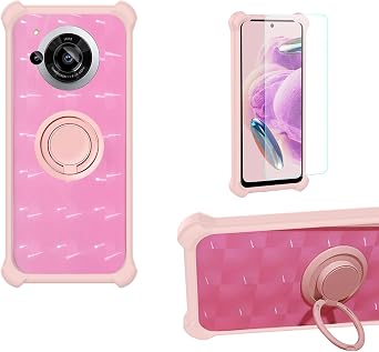 bojioderf Case Compatible for Sharp Aquos R7s 5g Phone Case Cover PC backplane + Silicone Soft Frame Cover [360 Metal Ring, Magnetic Car Mount] TZZH-Fen
