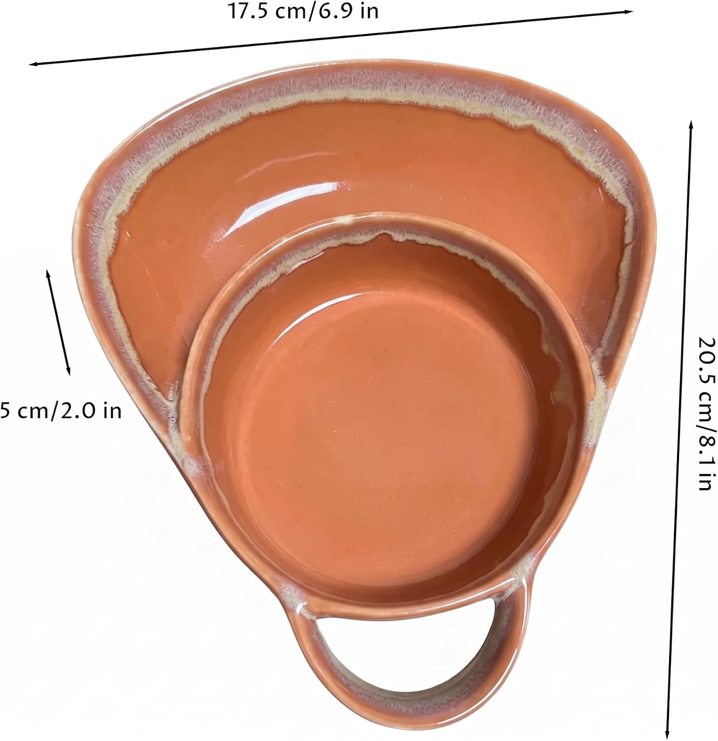 Orange Ceramic Soup and Salad Bowl Combo, Single Handle Bowl