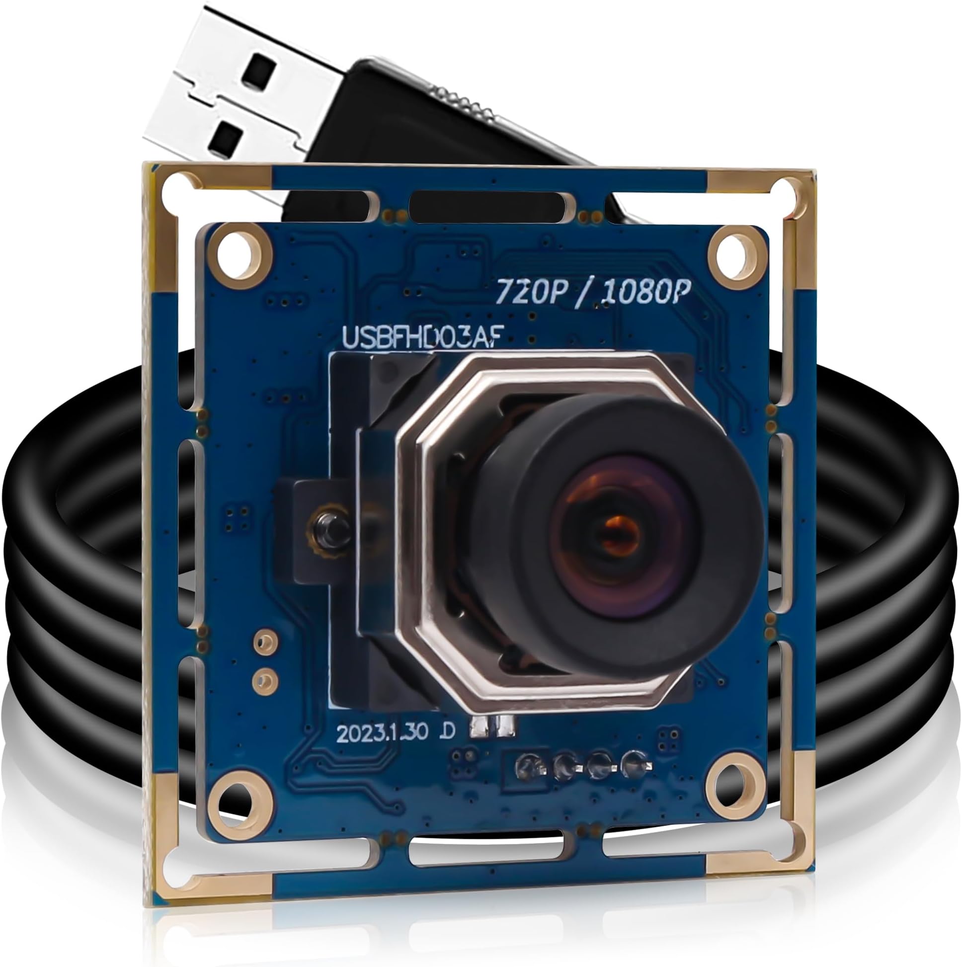 MMlove Autofocus USB Camera Module 1080P 30fps Webcam for PC 100 Degree Wide Angle Lens with CMOS OV2710 Sensor for Industrial Machine Surveillance OTG Supported Plug&Play