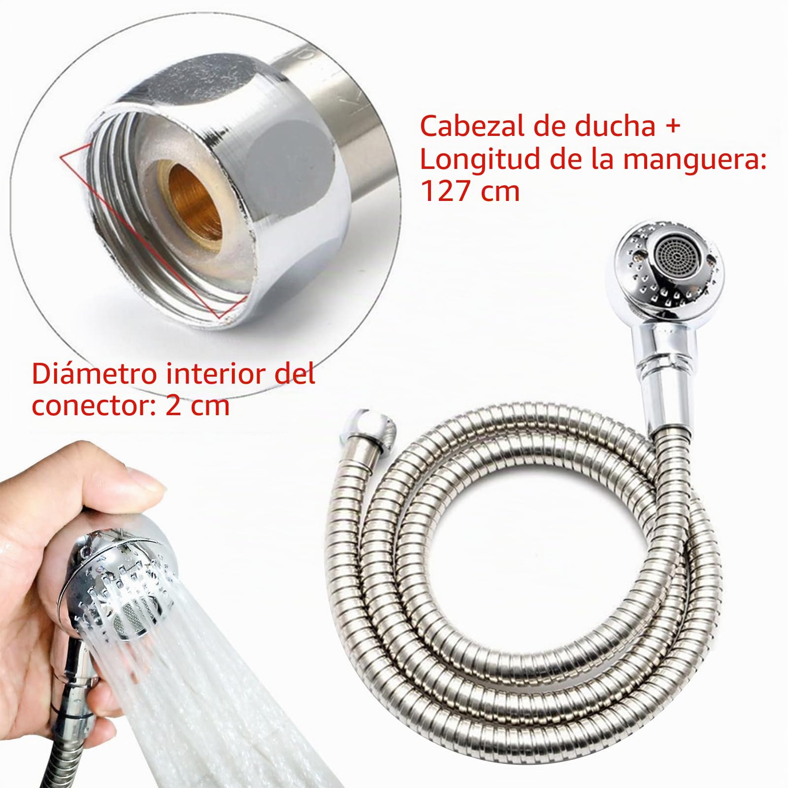 Grifo mezclador de ducha de 1/2 pulgadas con tubos de entrada de 80 cm y tubos de salida + juego de aspersores para autocaravanas Motorhome Campervan