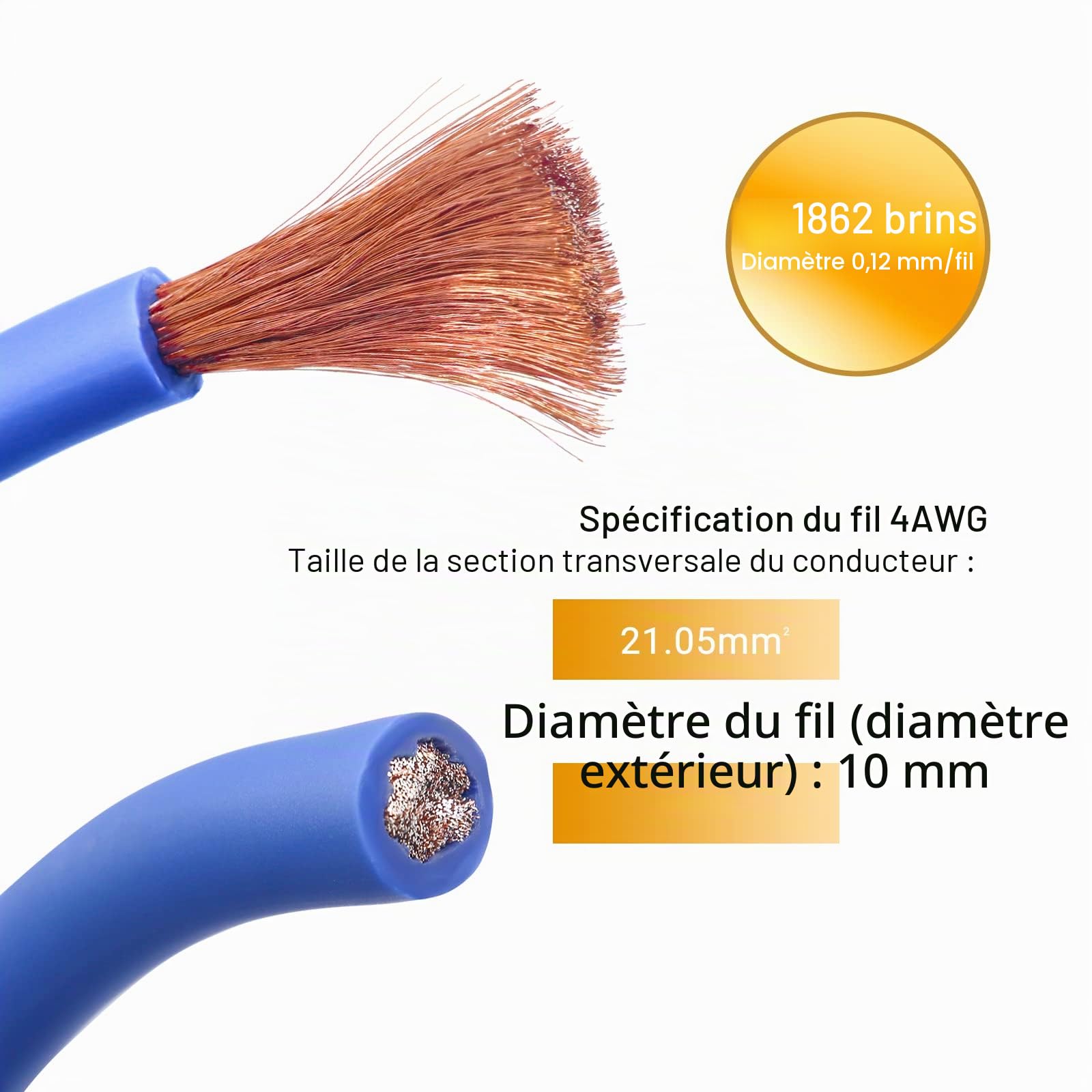 RECOIL RCK44 Kit Câblage Ampli Voiture 4 AWG (25mm²) CCA RCA OFC