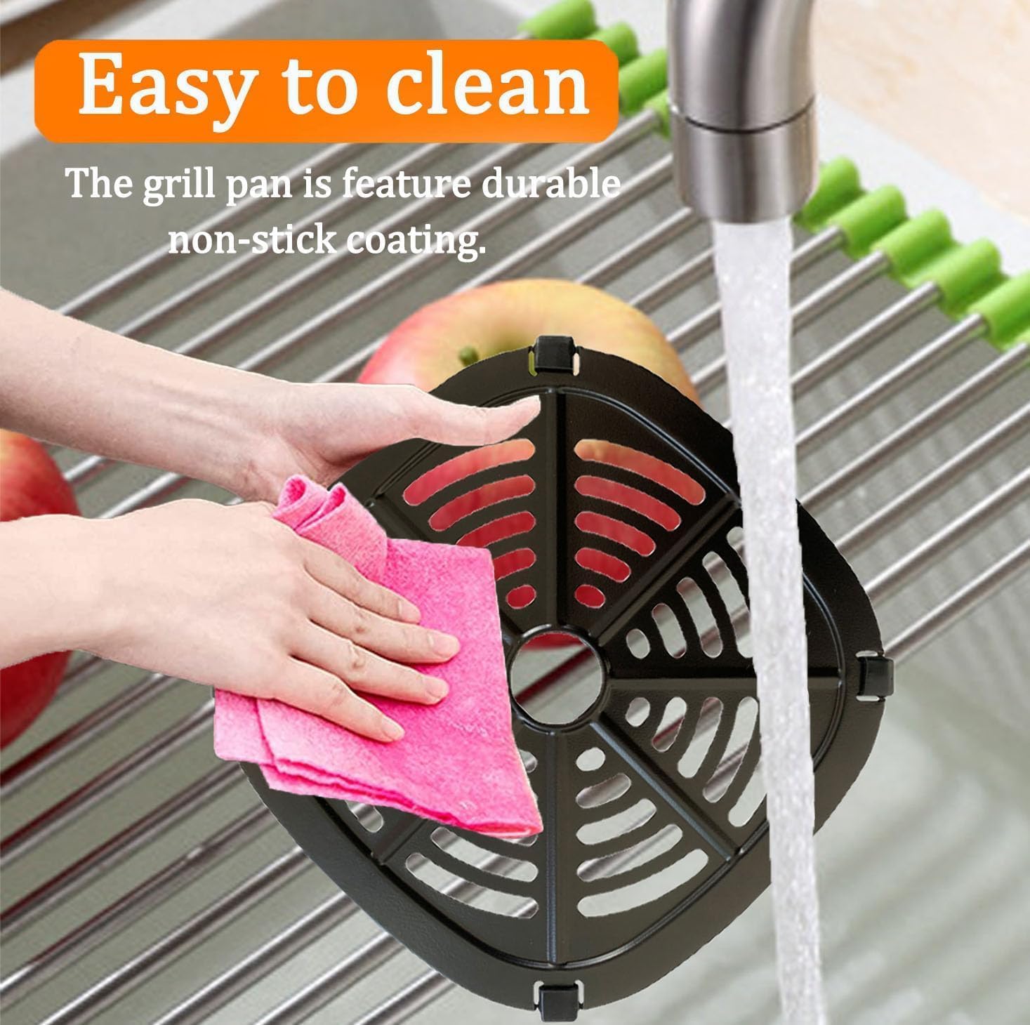 2.6QT Air Fryer Replacement Grill Pan for DASH Tasti-Crisp Electric Air Fryers, Upgraded Grill Crisper Plate Tray Grate Rack Shelf Grid for DASH 2.6QT Air Fryer, Dishwasher Safe, Nonstick