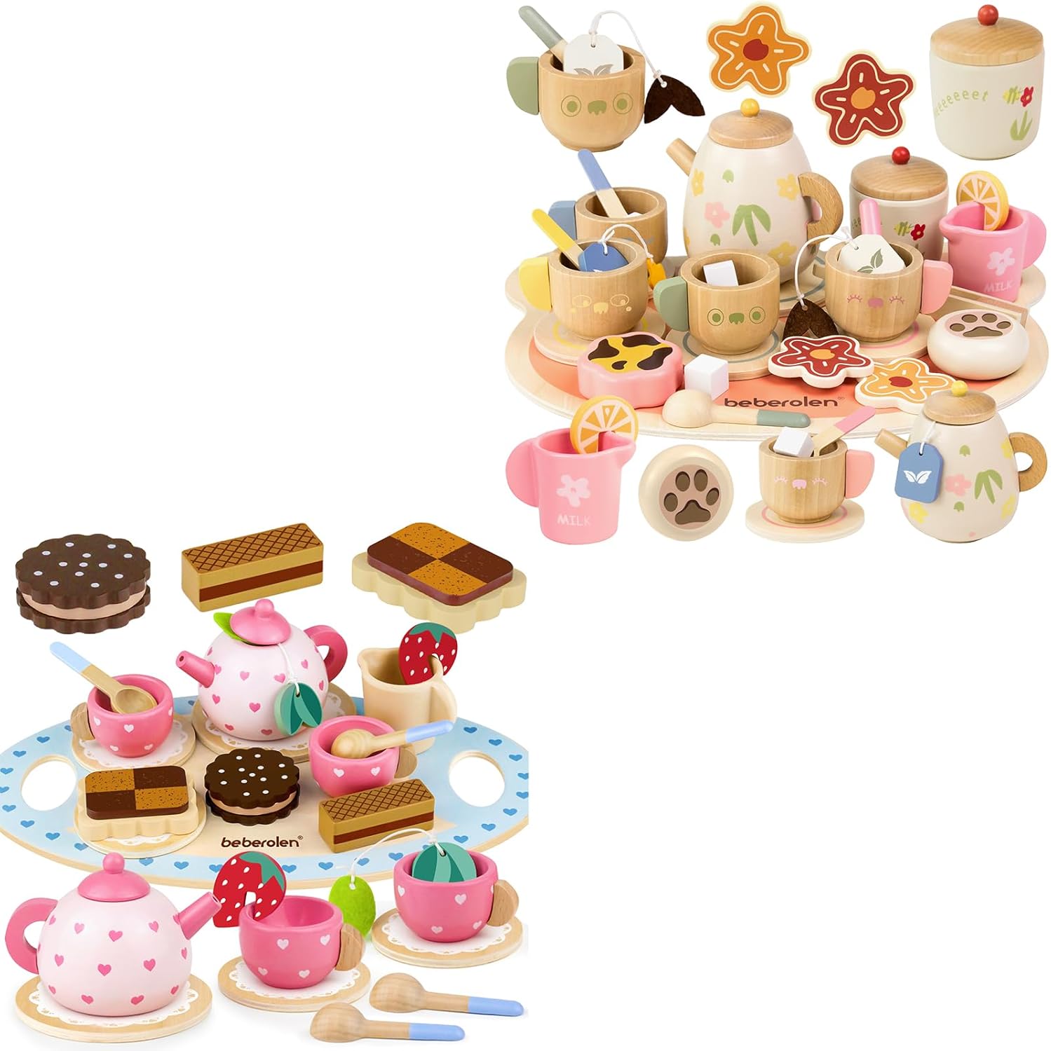 Wooden Tea Sets for Toddlers 3-5 and Wooden Tea Party Set Princess Toys