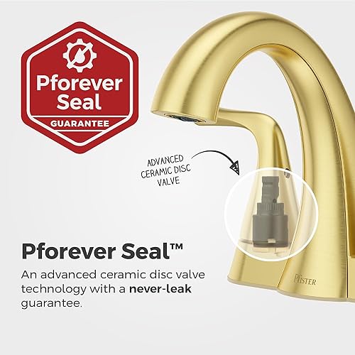 Miniatura 4 de Pfister Willa LF048MALBG - Grifo para lavabo de baño, centro de 4 pulgadas, 2 asas, 3 agujeros, acabado dorado cepillado, LF048MALBG