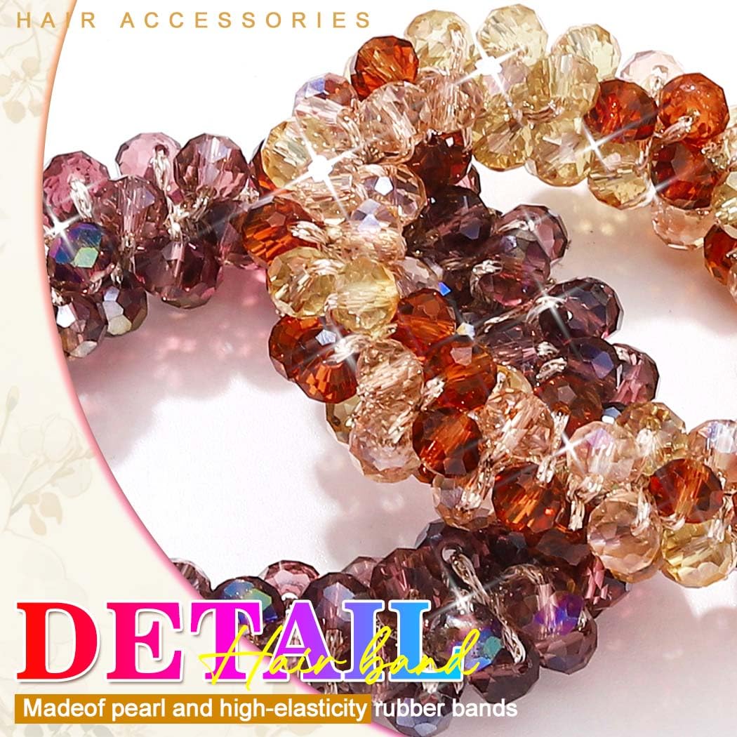 Reaky Rhinestone Hair Ties Fancy Ponytail Holders Beaded Hair Scrunchies Sparkly Hair Accessories for Women - Image 4