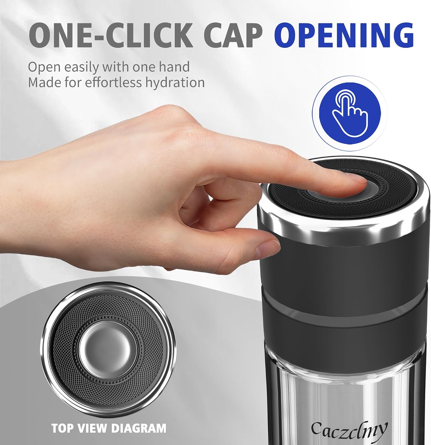 16oz Glass Tea Infuser Bottle, One-Hand Open Double Wall Glass
