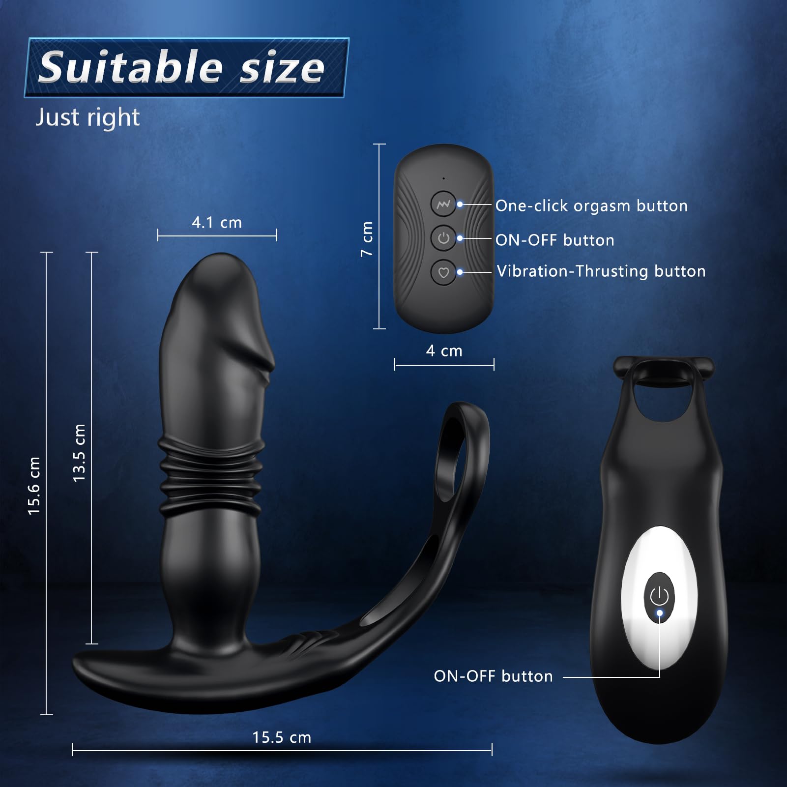 4 IN 1 Vibratore Massaggiatori Prostata con Anelli Pene per Uomo, Thrusting Sex Toys per Stimolare il Testicolo e Anali, Vibratori Penis Ring con 12+3 Modos, Morbido ed Elastico, Durevole (GF-003)