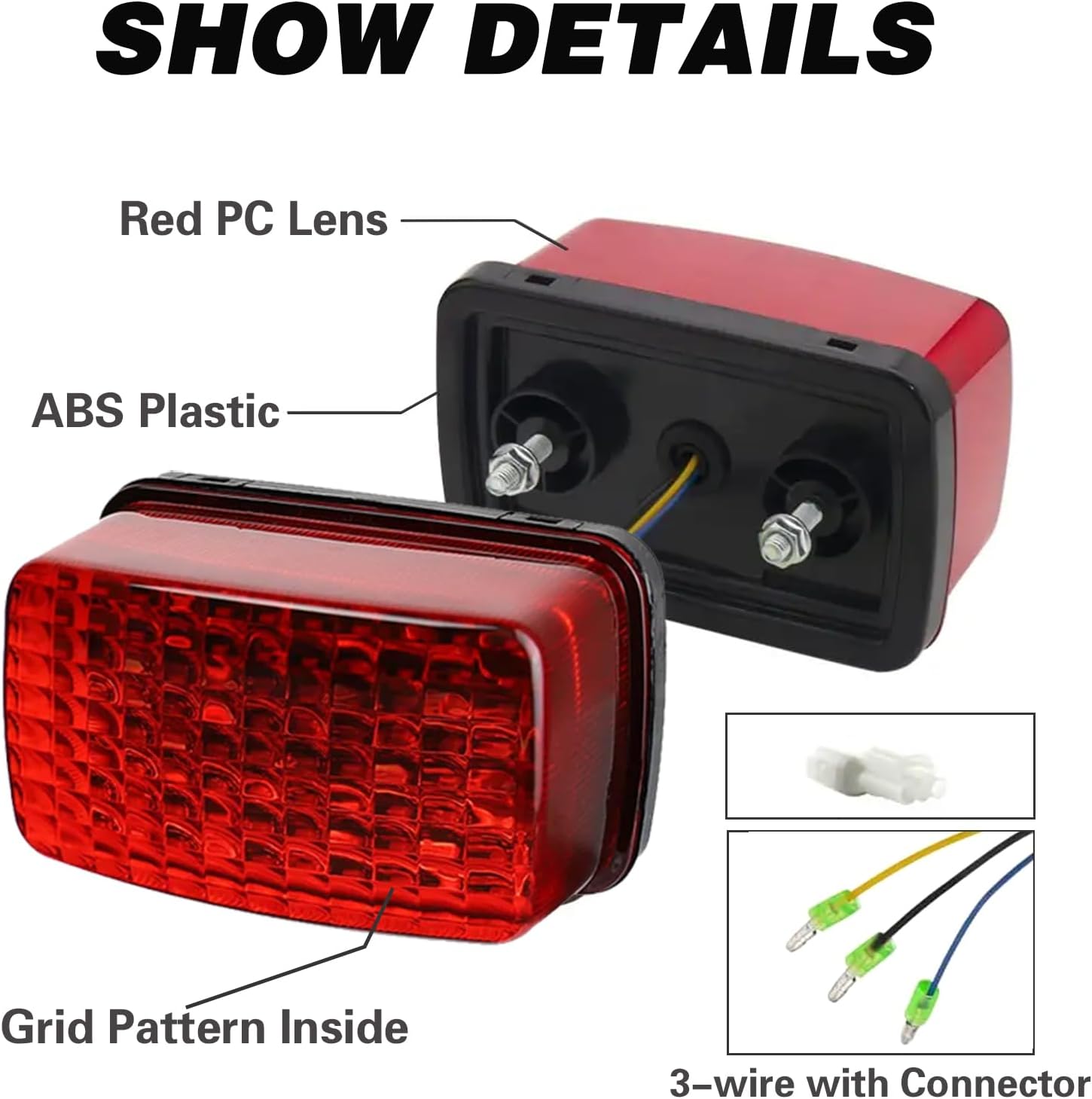 SKTYANTS LED ATV Tail Light OEM Rear Brake Light 5KM-8472C-10-00 Compatible with Yamaha Rhino Grizzly Kodiak Wolverine Bruin Banshee Big Bear Viking