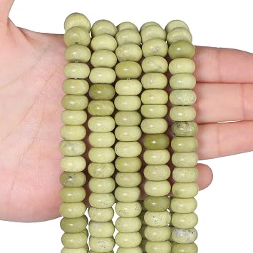 6x10mm Natural Korean Jade Stone Rondelle Beads, 58PCS Spacer Round Loose Abacus Beads for Jewelry Making, Gemstone for Bracelet Necklace Earrings, Arts and Crafts