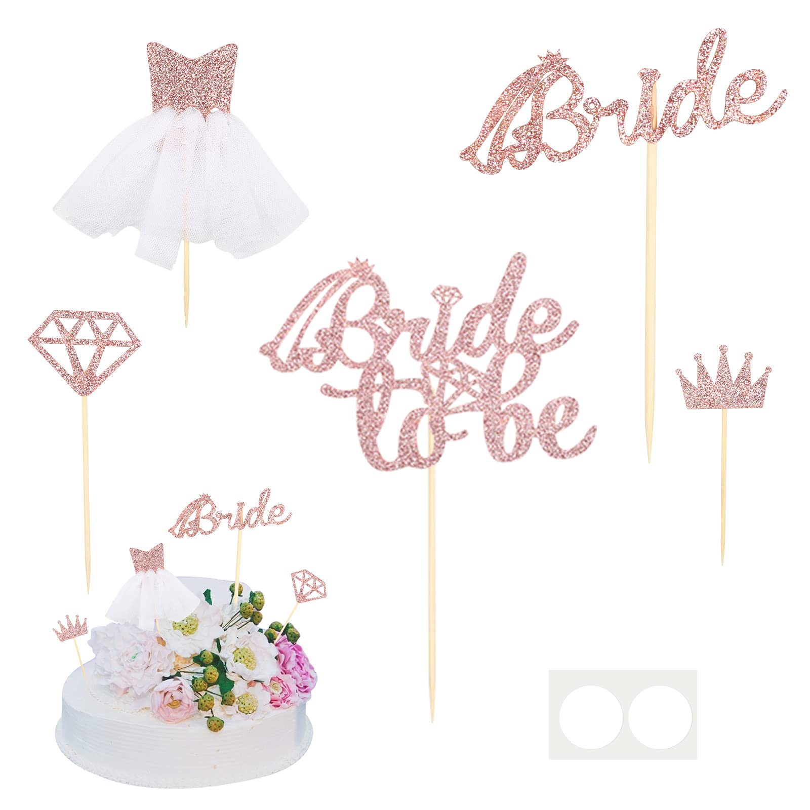 Buy AirSMall Bride to Be Cupcake Toppers Rose Gold Glitter with Bride