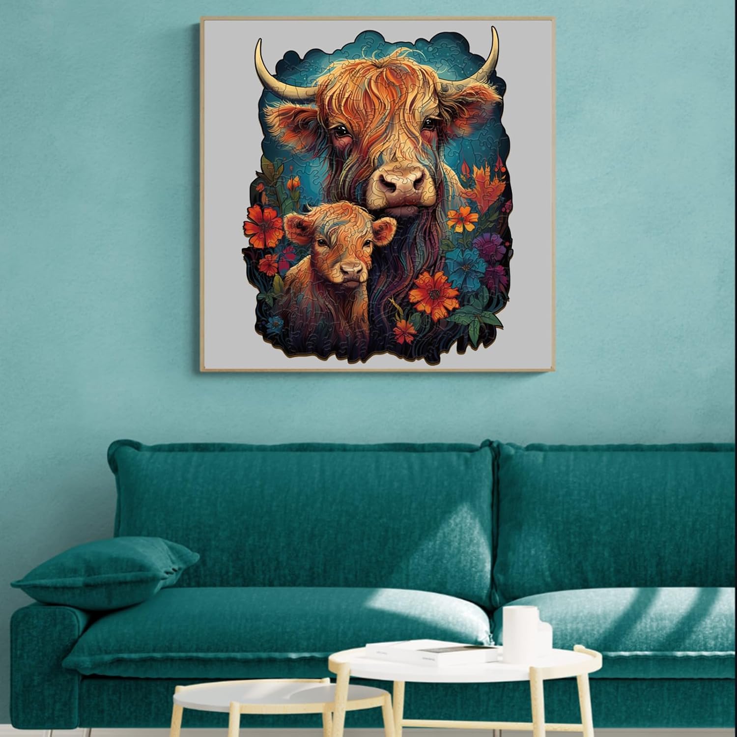 Wooden Puzzles for Adults, Cattle Jigsaw Puzzle with Unique Animal Shapes, Wooden Puzzle with Wood Puzzle Box, Christmas Birthday Puzzle Gifts(9.2 * 11.4in 200pcs)