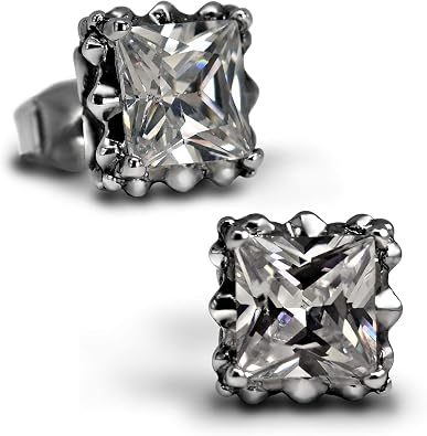 Retro Dark Shadow Stud Earrings, Hypoallergenic Stainless Steel Cubic Zirconia Earrings