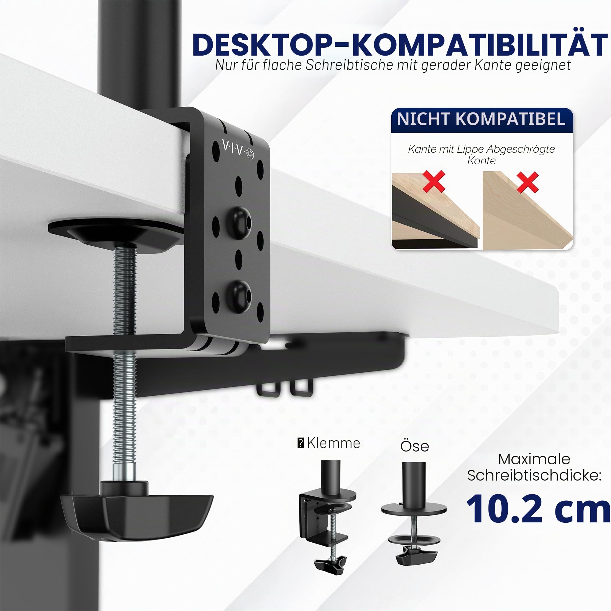VIVO Stand-V011 Monitor-Schreibtischhalterung, 99,1 cm (39 Zoll) Stange, voll verstellbar, neigbar und schwenkbar, für Bildschirme von 33 bis 81,3 cm (13 bis 32 Zoll) mit VESA-Befestigung, Schwarz
