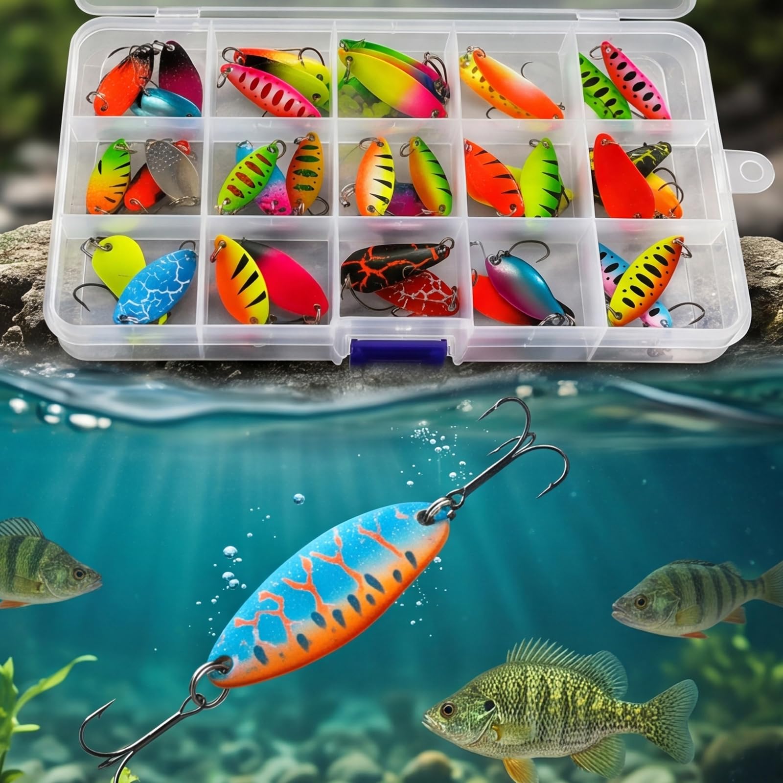 Juego de señuelos de Metal con Lentejuelas Multicolor, 38 Uds.,