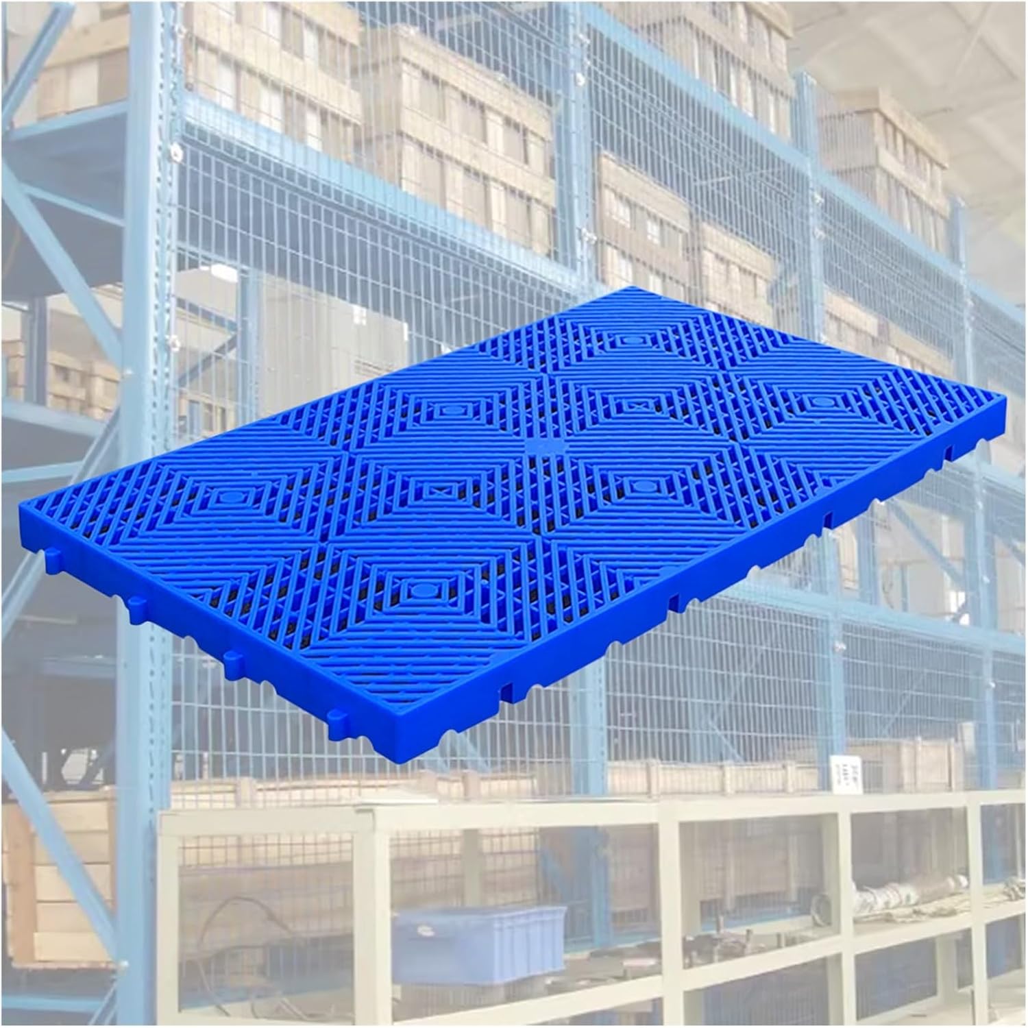 XPLKQXE Breathable Grid Ventilation Plastic Pallet, Lightweight Floor Polyethylene Pallet, Warehouse Pallet Pad Board, Supermarket Sale Display Tray Mat Rack (Color : Blue-23.6x15.7x2in, Size : 1pcs