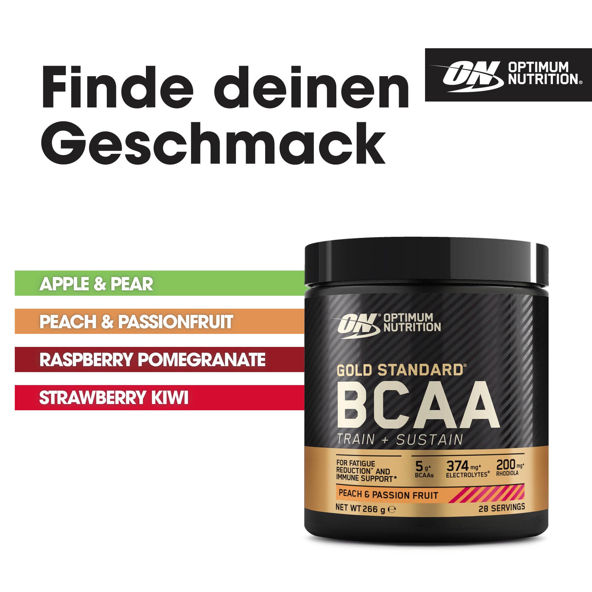 Optimum Nutrition Gold Standard BCAA Pulver, Geschmack Pfirsich und Passionsfrucht, 266g, 28 Portionen