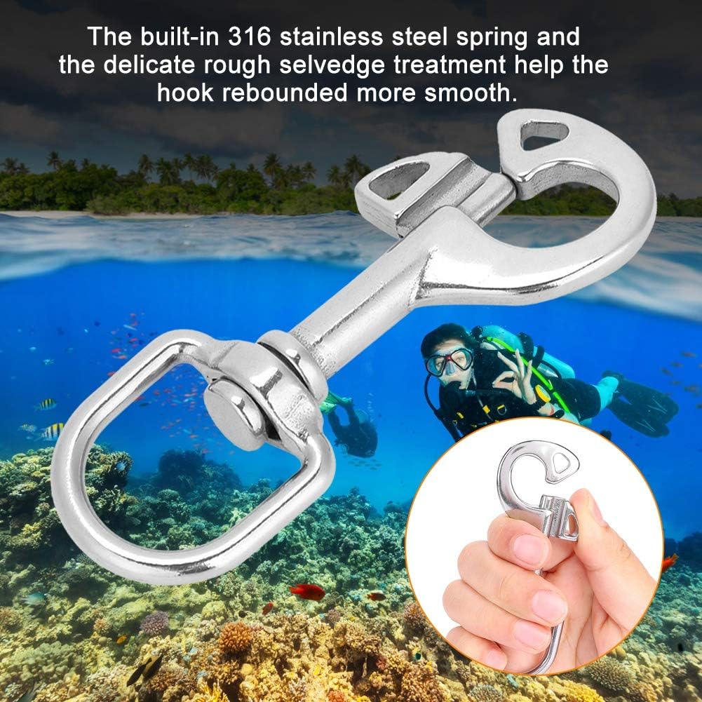Cyrank Stainless Steel Hook Snap, 95mm Eye Snap Hook Stainless Steel Single Ended Clips Marine Grade Single End Diving Clips for Scuba Accessory - Image 3